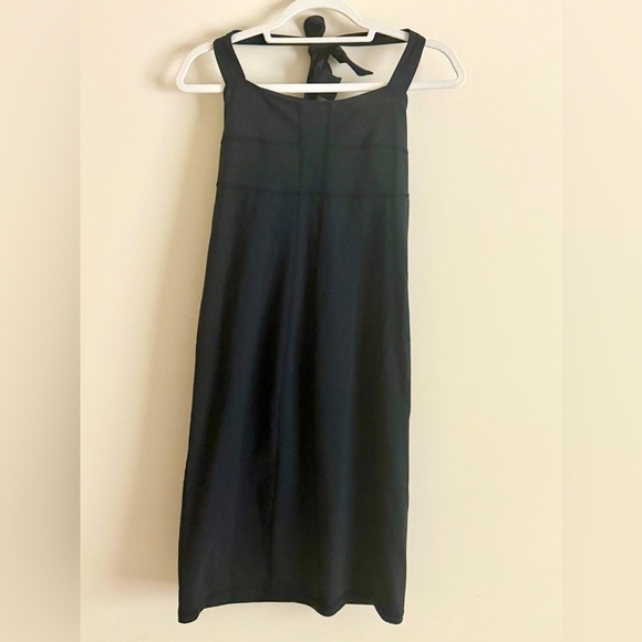 Athleta Black Halter Midi Dress Size M Sporty Tie Back Athleisure - Picture 1 of 11